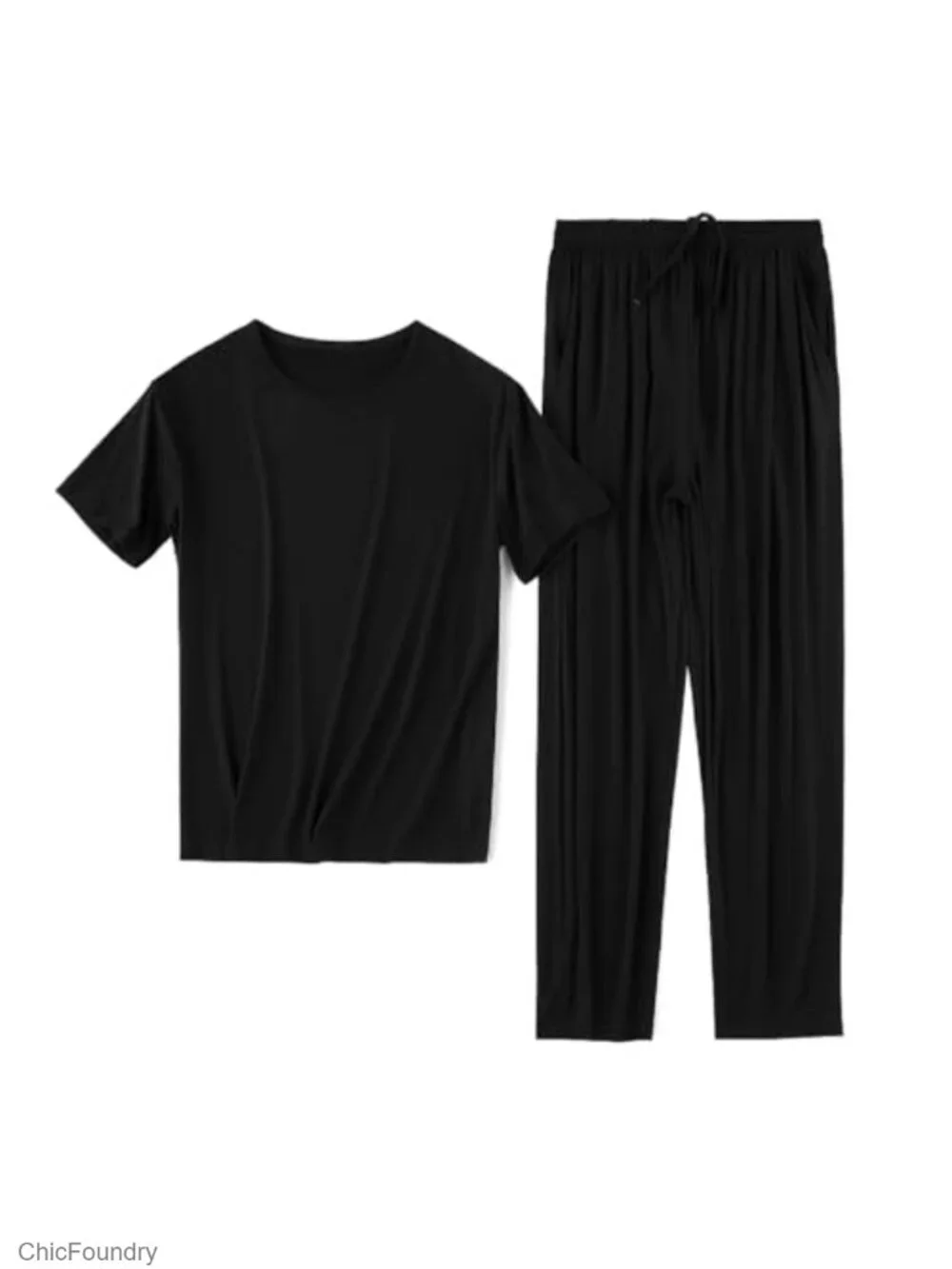 Men's Modal Pajama Set - Short Sleeve Shirt & Pants, Ultra-Soft Lounge